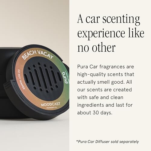 Image of Pura & Moodcast - Fragrance for Pura Car Diffuser - Clean & Safe Luxury Scent Refill - Long-Lasting Fragrance for 30 Days of Aroma - Spring & Summer Car Accessory - Beach Vacay