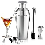 Oasiland Cocktail Shaker Set - Premium Vacuum Insulated Stainless Steel Margarita Mixer, 24oz Double Layer Martini Shaker for Home Bar Bartender, Professional Drink Shaker with Bartending Tools