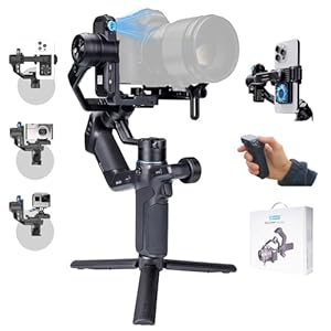 FeiyuTech SCORP Mini 3 Pro Camera Gimbal Stabilizer with AI Tracking, 2KG Payload, Detachable Remote Handle, 3-Axis All in One Handheld Gimbal for Sony/Canon/Nikon/Panasonic/Gopro/Smartphone