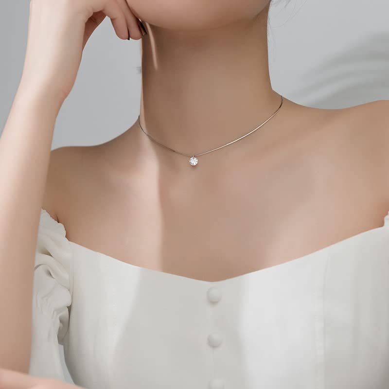Collar Estacion Circonita Cubica Redonda Plata 61 Cm Largo | Meses Sin