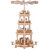 Made in Germany Richard Glässer Erzgebirgspyramide Christi Geburt 3-stöckig natur- 54cm Erzgebirge