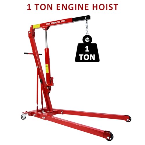 CHEINAUTO Engine Hoist, 1 Ton Folding Cherry Picker Shop Crane Hoist Lift, Heavy Duty Hydraulic Engine Crane with 4 Casters, Engine Hoist Lever for Engine Lifting Loading (2200 LBS) - Thumbnail 5