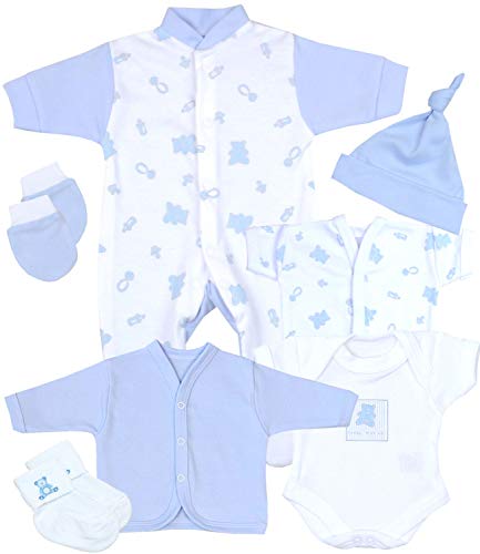 BabyPrem Frühchen, kleine Frühgeborene Kleidung 7-teiliges Geschenkset BLAU 32-38cm