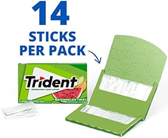 Trident Sugar-Free Chewing Gum Variety Pack Candy, Watermelon Twist & Tropical Twist Flavor, Bulk, 15 Packs of 14 Pieces (210 Total Pieces)