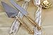 Cake Server, Pie Server, Server Set of Cake Knife and Server, Desert Flatware,String of Beads Design, 2-piece, 18/10 Stainless steel with brass handles (light antique gold finish)…