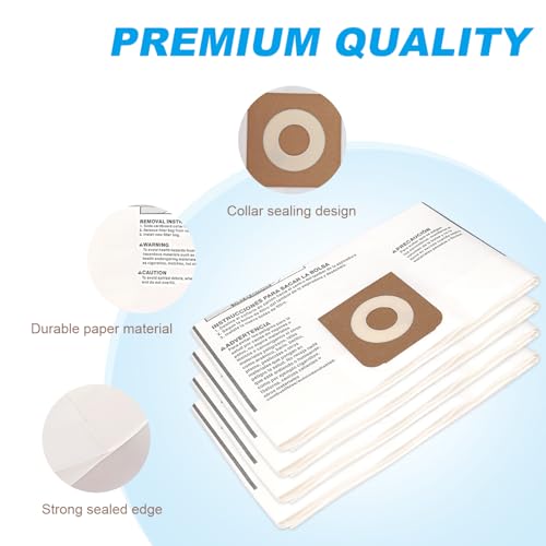 Image of CMXZVBE38749 Vacuum Bags Replacement for CRAFTSMAN 16-20 Gallon Wet /Dry Shop Vac Dust Bags CMXEVBE17595, CMXEVBE17596, Part# 38749-6 Pack