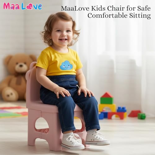 Image of Plastic Foldable Chair for Kids | School Study Chair for Indoor or Outdoor Use for Toddler Kids | Strong & Stable, Safe Rounded Edges | Capacity Up to 40 Kg (Pink)