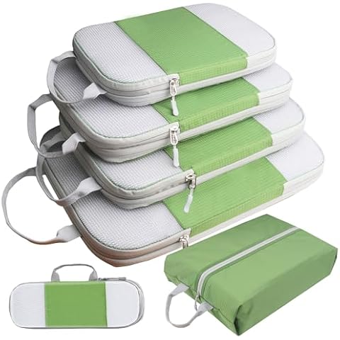 Compression Packing Cubes For Suitcases,Gowraps 6 Set/4 Set Travel Cubes For Luggage/Carry On/Backpack Compressible Travel Organizer Bags &Storage Bag Set Packing Organizers (ArmyGreen, Set Of 6) Cover