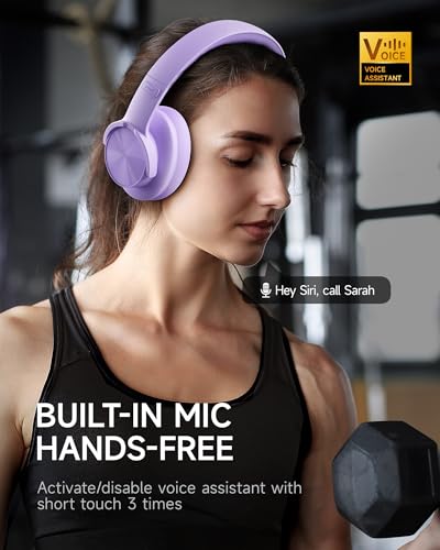 Image of Picun B8 Headphones Wireless Bluetooth, 120H Bluetooth Headphone Over Ear with 3EQ Music Modes, Hands-Free Calls, Deep Bass Headphones for Travel Home Office Cellphone PC (Purple)