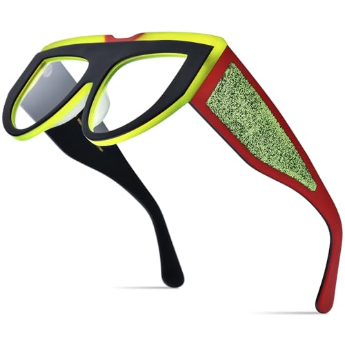 Image of HEPIDEM Multicolor Acetate Glasses Frame Women Oversize Vintage Round Eyeglasses Optical Spectacles 9271