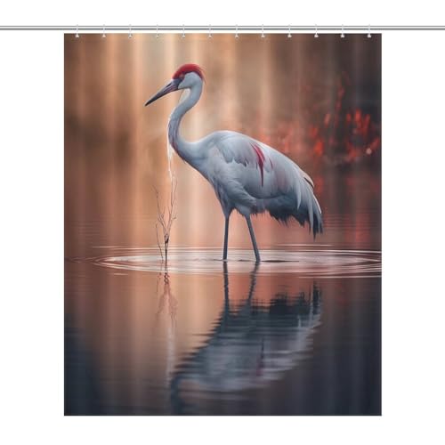 Rideau de douche grue animale polyester imperméable 12 crochets