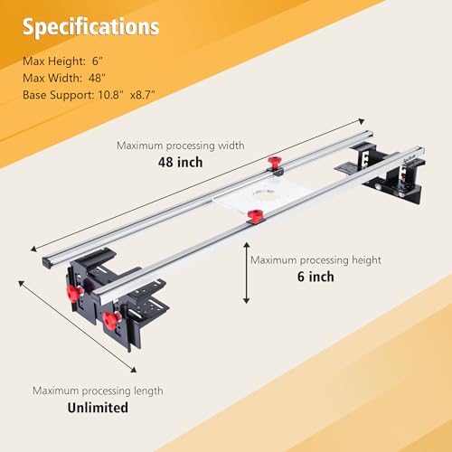 SpeTool Router Sled for Flattening Slabs, 48 inches 3-Axis Precision Height Adjustment System Router Sled Kit Reinforced Rails for Woodworking Planing Wood Slab Flattening Jig Mill