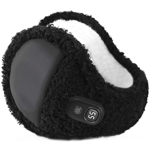 Pesoncarl Heated Earmuffs 3 Heating Levels Heated Ear Warmers with Warm Fleece Lining, Automatic Power-Off Rear Wear Foldable Ear Muffs for Winter Outdoor Activity, Earmuffs, 1PC