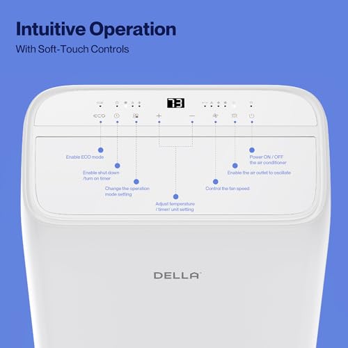 Della 14000 BTU Ultra Quiet Inverter Portable Air Conditioner Works with Alexa Cools Up To 450 Sq. Ft. Smart Wifi Portable AC Unit with Remote & App Control, Dehumidifier & Fan, Sleep Mode(45dB) - Image 5