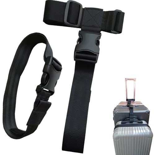 Image of Luggage Connector Straps for Connecting Your Luggage Together，T-Type and Normal Luggage Connector Straps Heavy Duty Adjustable Travel Accessories(2 PcsBlack)