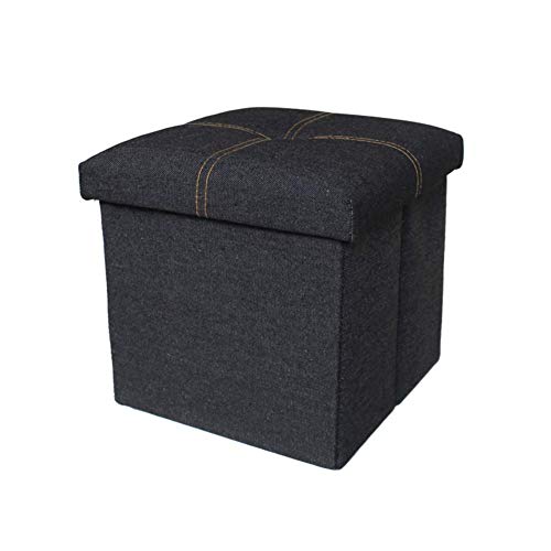 QYMYOZ Reposapiés Plegable con Tapa, baúl de Juguetes, Mesa de Centro, sofá, Taburete, Asiento, baúl de Almacenamiento, Color Negro, 30 x 30 cm (12 x 12 Pulgadas)