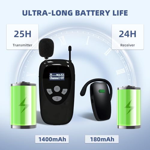 Image of Wireless Tour Guide System,1 Transmitter 10 Receivers Tour Guide Microphone,10-Slot Charge Case,Tour Guide Headset System for Museum Tours, Factory Tours, Tour Guides and Sightseeing Tours