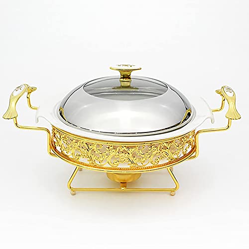 XBSXP Golden Pattern Chafing Dish Buffet-Set, runder Edelstahl Chafer mit Deckel für Buffet Hochzeiten Partys Bankette… – Bild 4