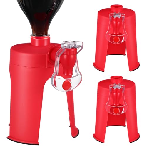 COLLBATH Creative Soda Dispenser Stand with Faucet Desktop Drink Dispenser for Carbonated Beverages Easy to Use Red Food Grade Device