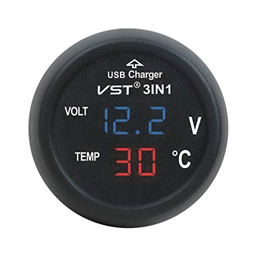 QUMOX 3 in 1 Multifunction Car USB 3.0 17.5W VST Fast Charger Thermometer Voltmeter Digital Meter Monitor 3.5A USB Charger For Mobile Phone - Image 3