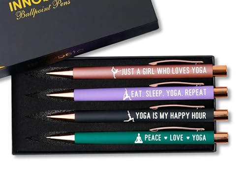 InnoBeta Yoga Gifts for Women, A Unique Gift for Yoga Lovers, Instructors, Teachers on Christmas, Birthday, Ballpoint Pen Set of 4