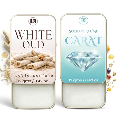 Image of Dr.Mashur Solid Perfume |Carat&White Oud Alcohol Free Wax Perfume Balm, Long Lasting | Pocket Tin 12g, Pack Of 2| Non Greasy Smooth Glide, Travel Friendly Men And Women