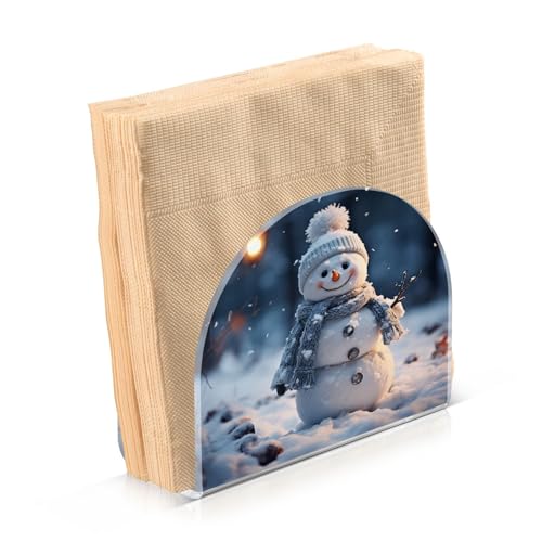 SKYSHU Weihnachtlicher Schneemann-Serviettenhalter für Tisch, Acryl,...