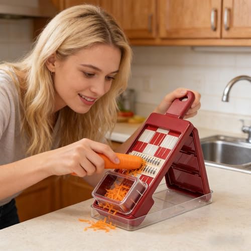 4-en-1 trancheuse et râpe pour aliments à tambours interchangeables