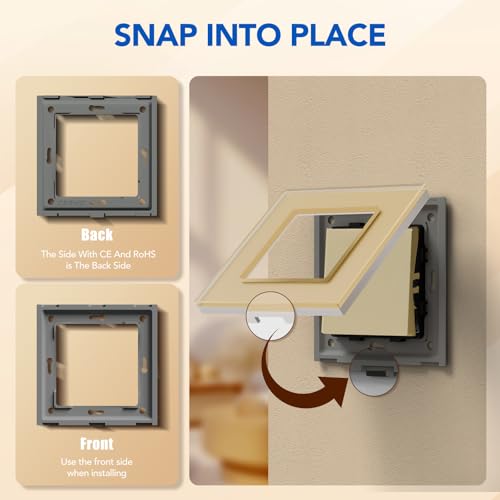 BSEED Lichtschalter 1 Fach 2 Wege Glas Lichtschalter Unterputz Taste Schalter Wechselschalter Gold Kristall Kippschalter