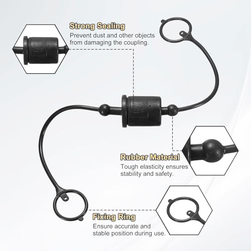 Image of HARFINGTON 2Sets 3 /4 Hydraulic Hose Dust Cap and Plug Kit, ISO-A Male Dust Cap & Female Plug Cover Quick Disconnects Air Coupler Cover Port Plug Fittings with Retention Ring, Black /Yellow