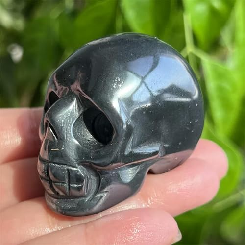 1 Calavera de Cuarzo con Gema de hematita Natural de 2" Tallada