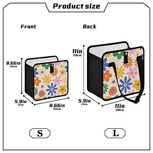 Image of Daisy Flowers Car Trash Can, Foldable Hanging Car Trash Bag, Colorful Floral Small Waterproof Car Accessories Garbage Bin (g300193671p857c913s2021)