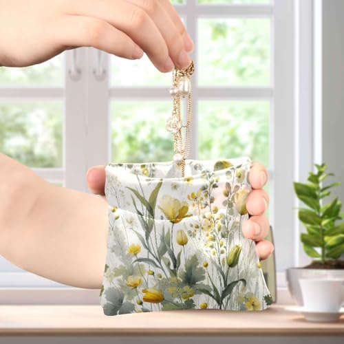 Tulips and Wildflowers Coin Purse Leather Pouch Change Purse, Squeeze Coin Pouch for Cards, Keys & Lipsticks, Unisex4