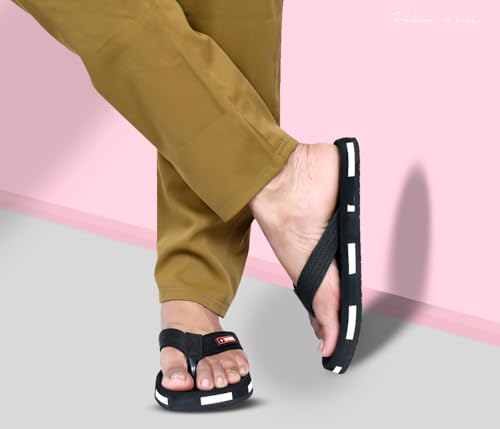 Image of Zebra Mens Rubber Slippers Daily Use Flat Chappals with Anti-Slip Sole Lightweight, Durable & Stylish Footwear