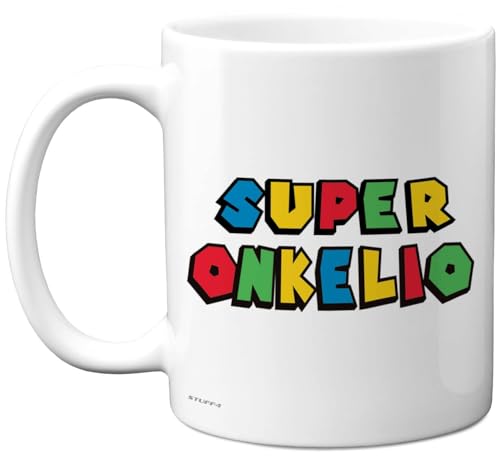 Super Onkelio Tasse Onkel Geschenk Lustige Geburtstagsgeschenke für Onkel Weihnachten Geschenkidee 11oz Kaffeetasse Keramik Mikrowellen Spülmaschinenfest Geschenk von Nichte Neffe