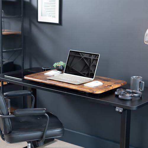 Image of VIVO Ultra-Slim 32 Inch Single Top Height Adjustable Standing Desk Riser, Compact Sit Stand Desktop Converter for Monitor or Laptop, Vintage Brown, DESK-V032JN