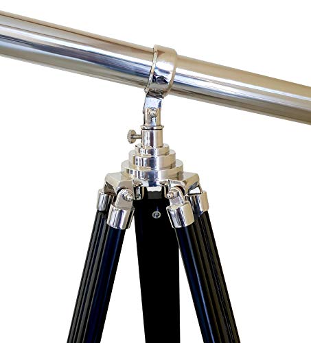 Image of Nautical Floor Telescope Vintage Marine Ship Telescope Office Decor Collectible Home Decor Furniture Wooden Tripod Black Silver Zoom Working scopes