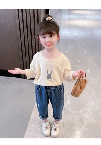 Girls Jeans Elastic Waistband Pockets Straight Leg Pants Casual Fashion Outdoor Breathable Girls' Children's Clothing2