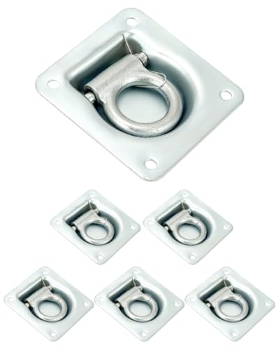 QWORK® Pack de 6 Anillos de Sujeción Tráiler, Canal de Amarre, Accesorios para Remolque, fijación para el Transporte de mercancías