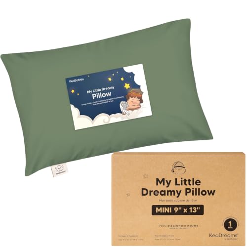 Mini Toddler Pillow with Pillowcase, 9x13 My Dreamy Pillow, Jungle Green