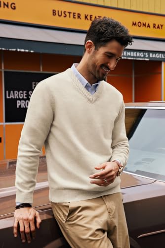 PJ PAUL JONES Mens V Neck Pullover Lightweight Wool Blend Long Sleeve Knit Sweater3