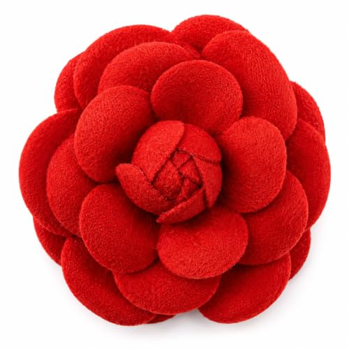 Image of Vintage Style Elegant Camellia Fabric Flower Brooch Pin Scarf Bridal Dress Wedding Accessories Jewelry Gift