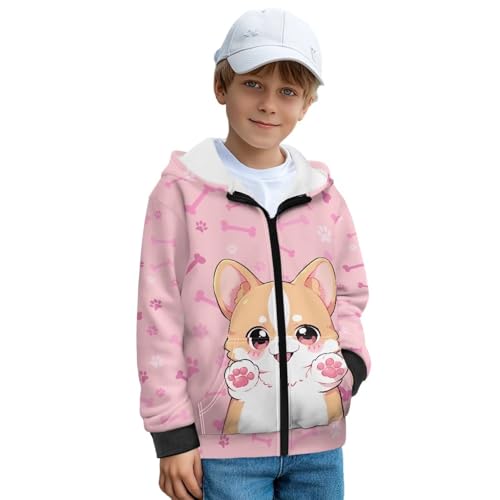 Kids Boys Zip Up Hoodie Casual Hooded Pullover Long Sleeve Coat with Pockets Fall Winter Thick Jacket for Teens2
