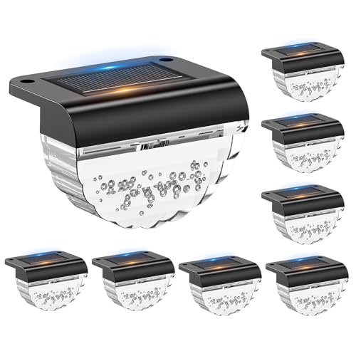 Auting Solarleuchten für außen, 8 Stück Warmweiß Solar Lampe Treppenlicht, Wasserdicht Solarlampen für Außen, LED-Beleuchtung für treppe, Stufen, Zaun, Hof, Terrasse, Dachrinne, Weg, Dekoration