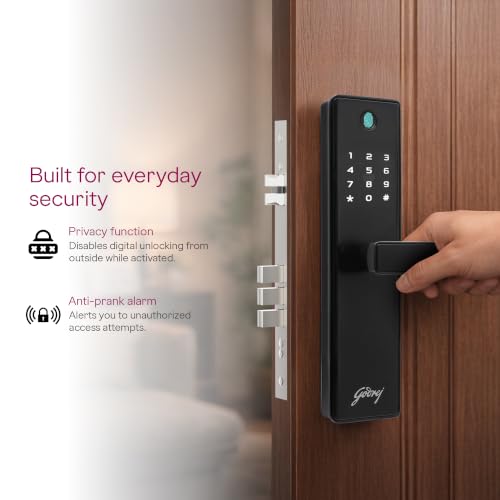 Image of Godrej 'New Launch' Smart Lock | Neo Advantage | 4 in 1 Main Door Digital Lock | 4 Access Modes | Fingerprint, RFID, PIN, Mechanical Key |for Home & Offices | Black | 3Yrs Warranty Free Installation*