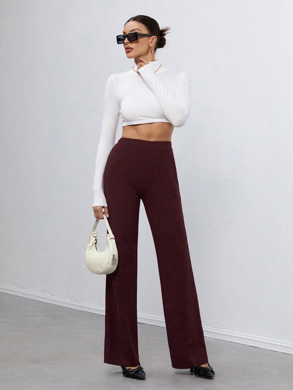 Image of Women's Regular Fit Trousers - Stylish & Comfortable Casual Pants in Wine