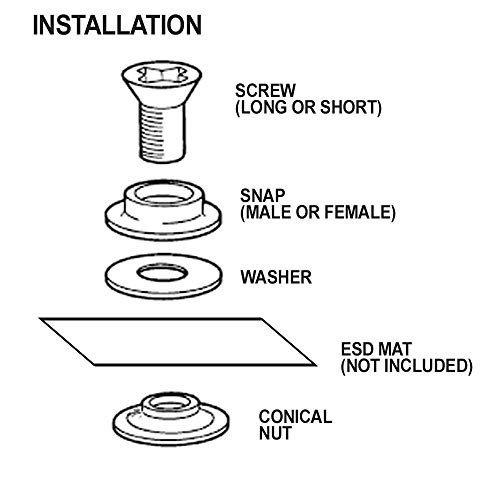 Image of Universal Snap Kit for ESD Table, ESD Floor Mats - 10mm Snaps - Easy to Install - Fits All Sizes - Pack of 20