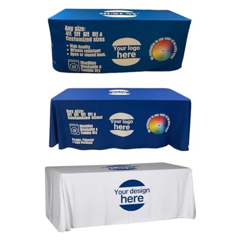 Personalized Customized with Logo Table Cloth 6 FT Table for Tradeshow Events Birthday Wedding Tradeshow Mantel Personalizado (6FT 30" x 72" x 30" Closed Back) Cover