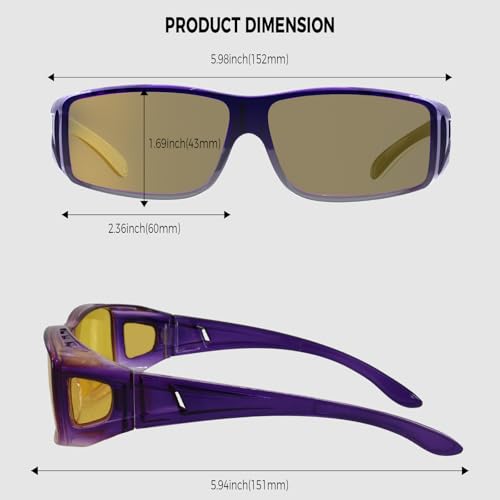 Image of Over Glasses Sunglasses for Men Women, Fit Over Sunglasses Polarized UV400 Protection Sunglasses for Driving 02