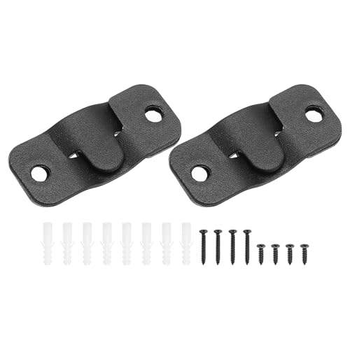 Image of PATIKIL Flush Mount Bracket 43x19mm, 2 Pairs Interlocking Hanging Buckle Stainless Steel Wall Mount Hanger Hooks for Picture Frame, Art, Clock, Shelves, Mirrors, Black